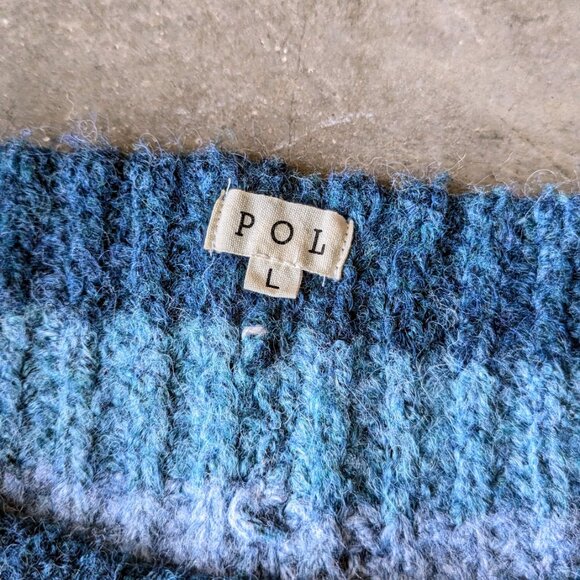 POL Rainbow Stripe Wool Blend Boat Neck Bell Sleeve Sweater large - Picture 5 of 7